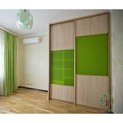 Двери купе lacobel green with maple